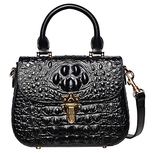 PIJUSHI Leather Crossbody Bags for Women Designer Crocodile Purse Satchel Handbag (99806 Black)…