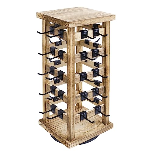 Ikee Design 5 Tiers Easy Assemble Exquisite Rotating Jewelry Storage Display Tower with 42 Removable Hooks,Earring Display Stands for Selling Vendors,Jewelry Earring Bracelet Organizer,Oak Color