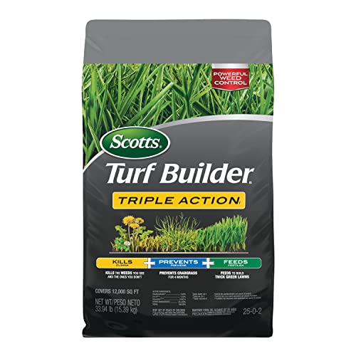 Scotts Turf Builder Triple Action1 - Combination Weed Control, Weed Preventer, and Fertilizer, 33.94 lbs., 12,000 sq. ft.