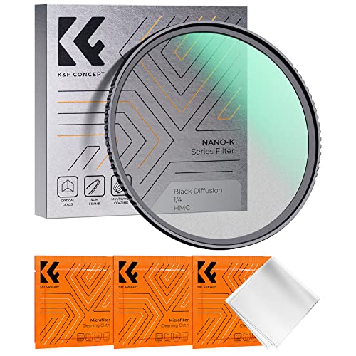 K&F Concept 77mm Black Diffusion 1/4 Filter Mist Cinematic Effect Filter with 18 Multi-Layer Coatings for Video/Vlog/Portrait Photography (K-Series)