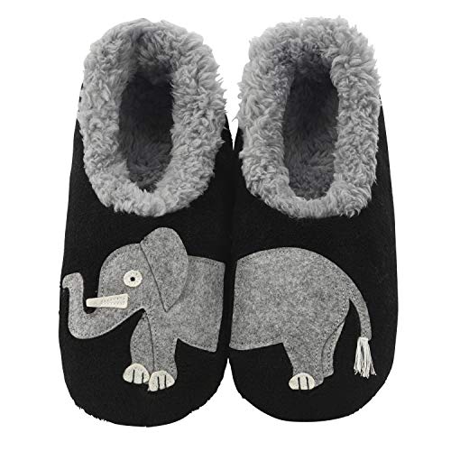 Snoozies Pairable Slipper Socks - Funny House Slippers for Women, Non-Slip Fuzzy Slipper Socks - Elephants - Medium