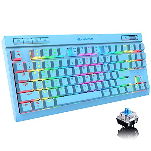 ZIYOU LANG Mechanical Gaming Keyboard,Chroma RGB 18 Kinds LED Backlit Keyboard with Wired Type C,87 Keys Anti-ghosting,Blue Switch and 4 Low Profile Switch Scroll Wheel for PC Gamers