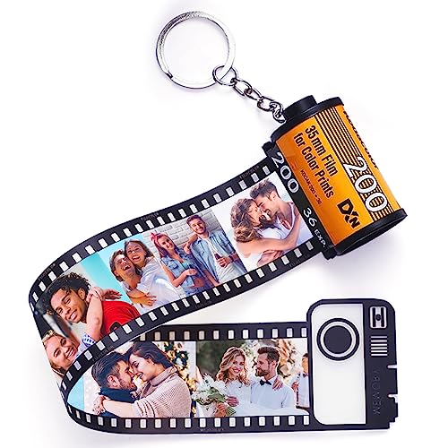 SOUFEEL Custom Keychain Memorial Photo Reel Keychain Personalized Camera Film Roll Keychain Picture Album Reel Keyring Custom Gift Birthday Christmas for Boyfriend Girlfriend