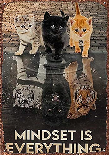 Retro Tin Signs Vintage Signs Cat Poster| Mindset is Everything Cats Poster, Cat Tiger Poster, Cat Poster Print, Cute Cat Poster, Cat Lover Gift, Cat Wall Art8x12inch