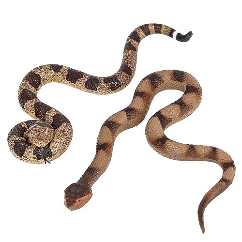 Lohoee 2Pcs Realistic Fake Snakes Toy Lifelike Rubber Rattlesnake Snake Scare Birds and Squirrels Tricky Model Snake Toys for Gift Party Favors or Halloween Decoration Props