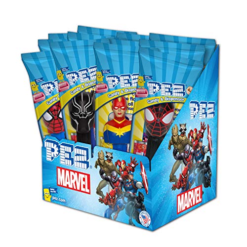 PEZ Candy, Marvel Assortment (Pack of 12, individually wrapped)