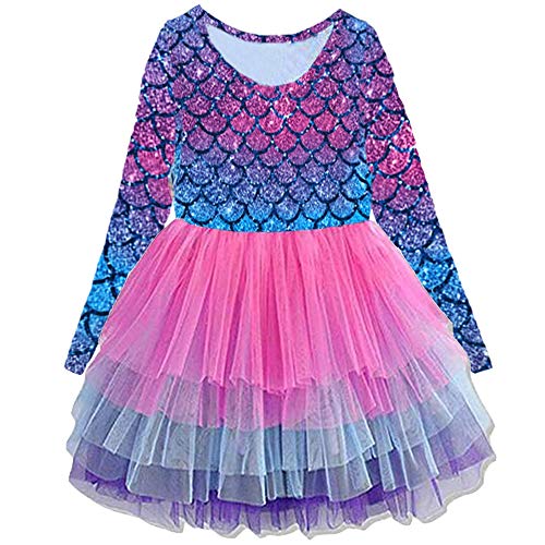 VIKITA Girls Dresses for Winter Long Sleeve Toddler Girls Clothes Party Tulle Dresses for Little Girls,LH4594 7T