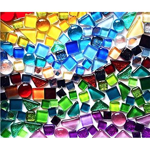 BTMIEY 500g Glue Down Irregular Tiny Mosaic Tile Hobbies Children Handmade Crystal Craft for Bathroom Kitchen Home Decoration DIY Art Projects,0.4X0.4 Inch(Mixed Color Series)