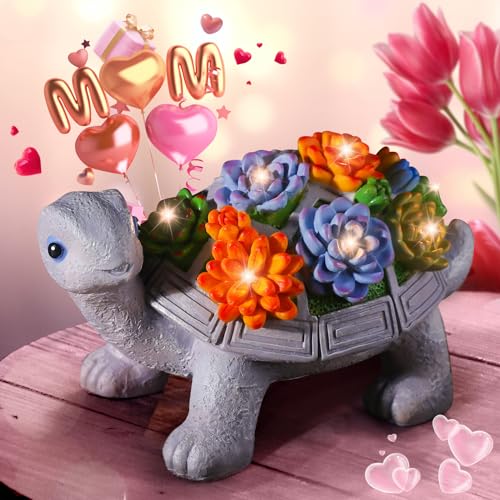 Eletorot Mom Gifts for Mothers Day: Solar Turtle Garden Decor for Outside, Unique Mom Birthday Gifts for Women Grandma Wife, Outdoor Statues for Patio, Yard, Balcony, Backyard