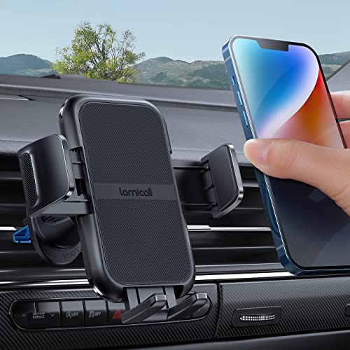 Lamicall 2024 Wider Clamp & Metal Hook Car Phone Holder Vent [Thick Cases Friendly] Phone Holders for Your Car Mount Automobile Hands Free Cradle Air Vent for iPhone 15 14 13 Pro Max Smartphone