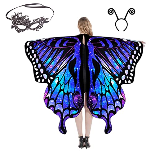 Bkpaweero Butterfly Wings for Women Girls,Butterfly Wings for Women,halloween costumes with Mask and Antenna