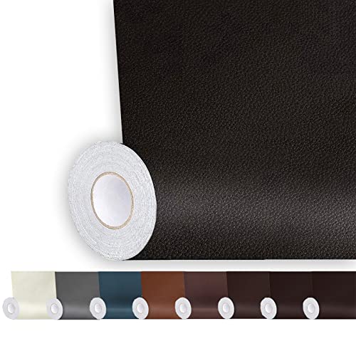 Shagoom Leather Repair Patch, 17X79 Inch Repair Patch Self Adhesive Waterproof, DIY Large Leather Patches for Couches, Furniture, Kitchen Cabinets, Wall （Black, 17X79 Inch）