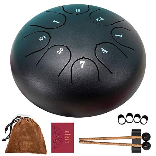 Tongue Drum, Upgraded Steel Tongue Drum 8 Notes 6 Inch, Professional Steel Drum C-Key, Worry Free Drum (Black) for Beginner Adult Kids