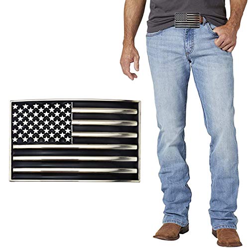 XGALBLA Mens Fashion Native American Flag Square Belt Buckle Black Enamel Medium