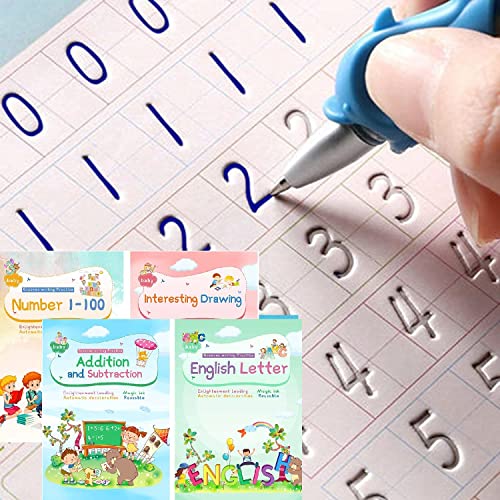 ASIGN Magic Ink Copybooks for Kids Reusable Handwriting Workbooks for Preschools Grooves Template Design and Handwriting Aid