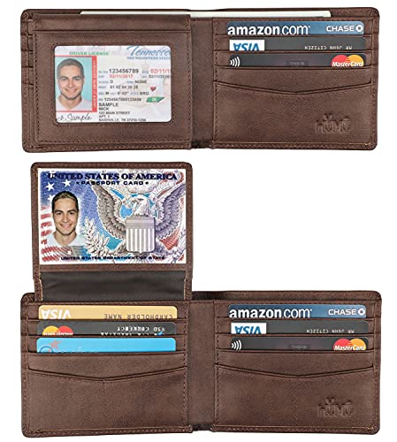 HIMI Wallet for Men-Genuine Leather RFID Blocking Bifold Stylish Wallet With 2 ID Window (Coffee-galaxy)