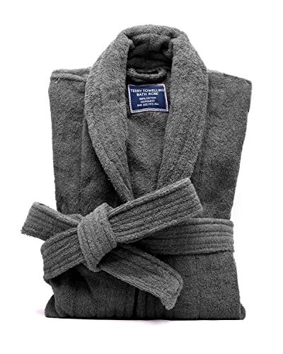 Marquess All-Cotton Bathrobe Thick Plush Cloth Housecoat Terry Toweling for Men & Women, Comfortable & Warm (Charcoal)