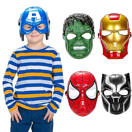 Bofootts 5PCS Hero Mask for Kids, Hero Costumes Birthday Party Masks, Hero Toys Gifts for Halloween Cosplay Parties