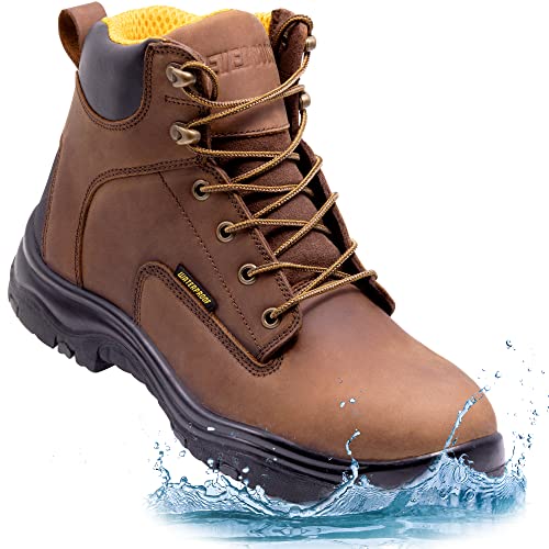 EVERBOOTS ULTRA DRY Men's Waterproof Hiking Work Boots, Lightweight Ultility Leather Shoes, Water Proof Tactical Military Outdoor Ankle Mens Boot for Construction, Roofing, Hunting, Winter Trails,