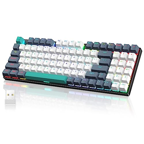 Wireless Mechanical Keyboard,Triple-Mode 2.4G/USB-C/Bluetooth Gaming Keyboard with RGB Backlit,Efficient Numeric Pad,Red Switches,94 Keys Metal Base PBT Compact Quiet Wired Keyboard for PC Mac iPad