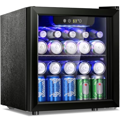 Antarctic Star 12 Bottle/48 Can Beverage Refrigerator, Wine Cooler/Cabinet, Mini Drink Fridge, Clear Front Glass Door Counter Top Red Cellar Beer Soda Bar Quiet Compressor Freestanding 1.3 cu.ft.……