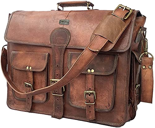 cuero DHK 14 Inch Vintage Handmade Leather Messenger Bag for Laptop Briefcase Best Computer Satchel Distressed Bag