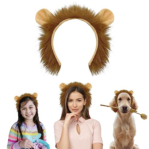 Beviliu Lion Ears Headband - Animal Ears Headband Christmas Halloween Lion Costume for Adult Women Men Makeup Washing Cosplay Animals Party