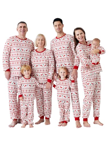 PATPAT Family Christmas Pjs Matching Sets Reindeer and Snowflake Patterned Sleepwear Xmas PJS Set Women Medium