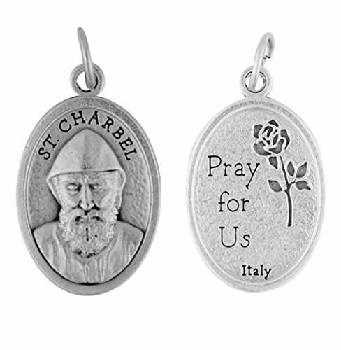 Saint Charbel Sharbel Makhlouf Patron of Lebanon Silver Oxidized Italian Medal Blessed by HIs Holiness