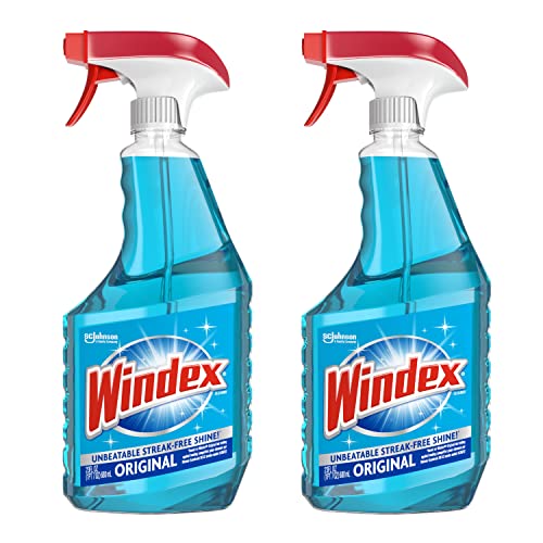 Windex Glass and Window Cleaner Spray Bottle, Bottle Made from 100% Recovered Coastal Plastic, Original Blue, 23 fl oz (Pack of 2)