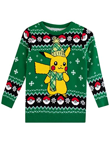 Pokemon Boys Pikachu Christmas Sweater Green 8