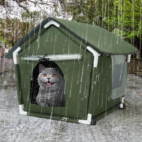 Outdoor Cat House Weatherproof Cat Shelters for Feral Cats Indoor Cat House with Mat and Edging Nails for Outside Provides Cozy Shelter for Stray and Outdoor Cats
