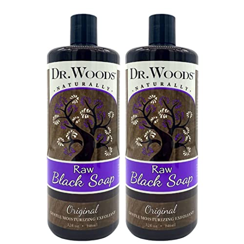 Dr. Woods Raw African Black Moisturizing Liquid Castile Soap, 32 Ounce (Pack of 2)