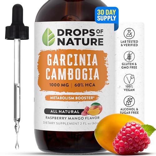 Garcinia Cambogia - Appetite Suppressant for Weight Loss - Stronger Than Pills & Capsules (60% HCA) 4X Ultra Concentrated Liquid Supplement - Carb Blocker - 2 fl. oz. Natural Raspberry Mango