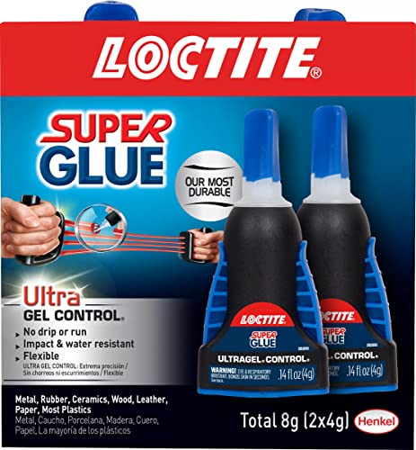 Loctite Super Glue Ultra Gel Control, Clear Superglue for Plastic, Wood, Metal, Crafts, & Repair, Cyanoacrylate Adhesive Instant Glue, Quick Dry - 0.14 fl oz Bottle, (Pack of 2)
