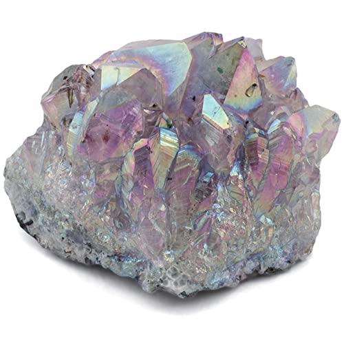 KALIFANO Angel Aura Amethyst Geode - Titanium Bonded High Energy Amatista Crystal - Natural Reiki Wicca Rock with Healing and Calming Effects (Family Owned and Operated)