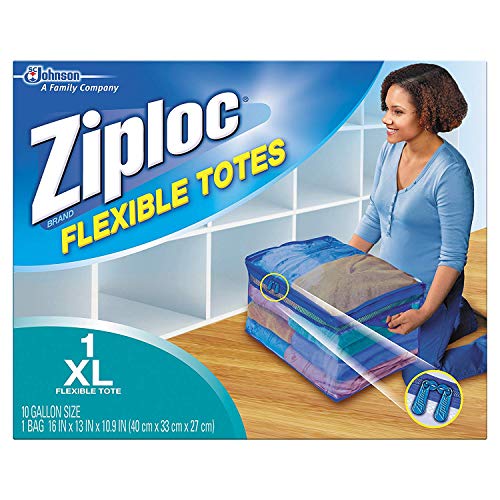 Ziploc Flexible Totes Clothes and Blanket Storage Bags, Perfect for Closet Organization and Storing Under Beds, XL, 4 Count