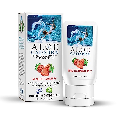 Aloe Cadabra Flavored Lube, Organic, Natural Personal Lubricant for Women, Men & Couples, Strawberry, 2.5 Oz