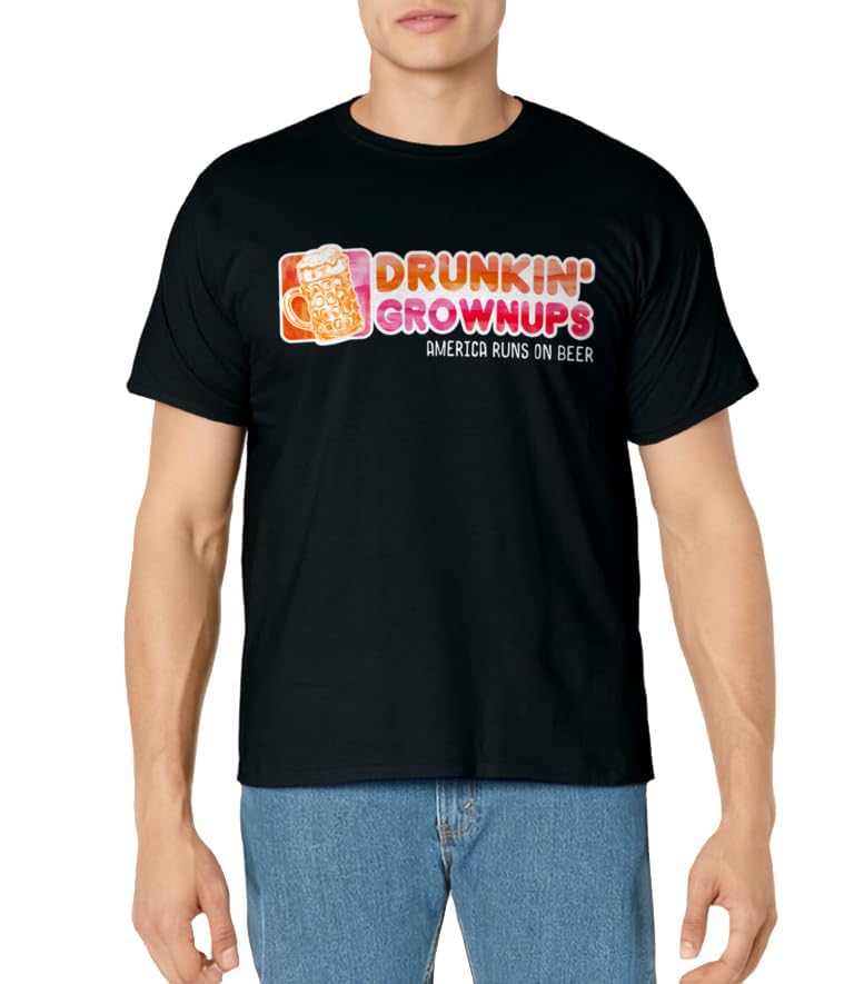 Drunken Grownups American Dad Run On Beer Funny T-Shirt