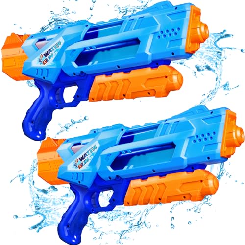 Quanquer Super Water Guns for Kids Adults - 2 Pack Super Water Blaster Soaker Squirt Water Toy Guns 1200cc with Excellent Range - Summer Outdoor Swimming Pool Beach Sand Water Fighting Play Gift