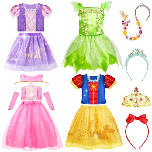 Meland Princess Dress Up - Princess Dress for Girls with Princess Toys, Christmas Birthday Gift for Toddler Girls Age 3-8