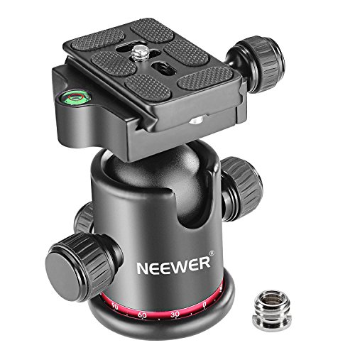 NEEWER 36MM Tripod Ball Head 360° Panoramic Metal with Arca Type Quick Release Plate, 1/4' Screw 3/8' Thread Mount, Max Load 17.6lb/8kg, Tripod Head for Monopod, Slider, DSLR Camera, Camcorder (Red)
