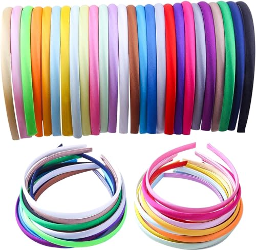 Candygirl HeadBands for Girls,DIY Satin Covered Girls Headbands,1cm Width Craft Headbands for Daily and Party(26pcs Per Pack Each Color 1pcs)