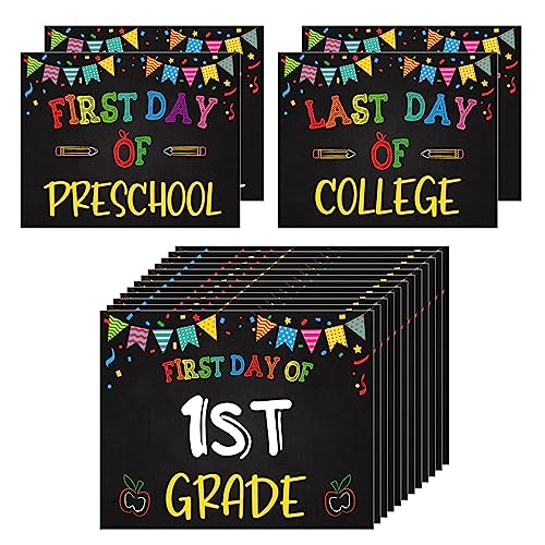 PETCEE First Day School Sign - 15 Grades First and Last Day of School Sign 8 x 10 for Kids Girls Boys Reusable Preschool Kindergarten to College Photo Props Gifts