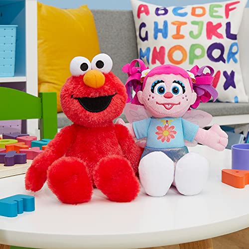 Just Play Sesame Street Friends Elmo and Abby Cadabby 8-inch 2-piece Sustainable Plush Stuffed Animals Set, Kids Toys for Ages 18 Month