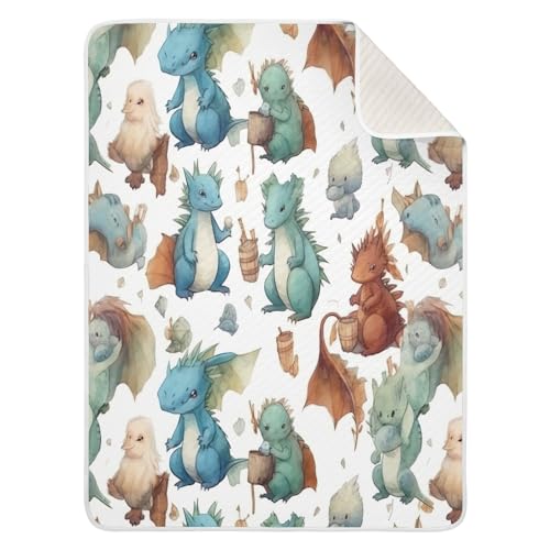 Kigai Cute Dragon Baby Blanket for Boys Girls, Swaddle Blankets Soft Cozy Nursery Receiving Blankets Travel Blanket Throw Blankets for Toddler Newborn, 30 x 40 Inch