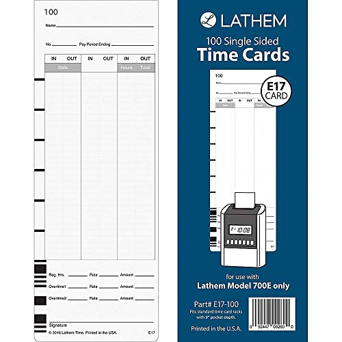 Lathem Model 700E Clock Single Sided Time Cards, White