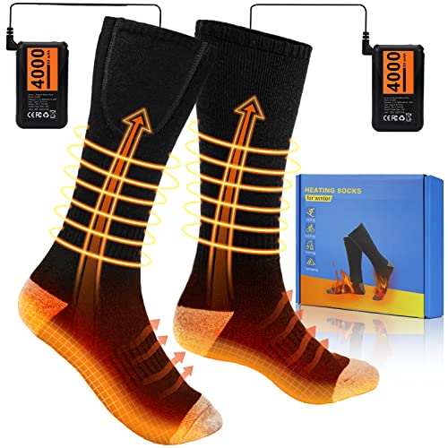 Heated Socks, Electric Heated Socks for Men Women, Rechargeable Battery Heat Insulated Sox Up to 8 Hours, Winter Washable Thermal Socks Foot Warmer for Outdoor Camping Skiing Fishing Hunting