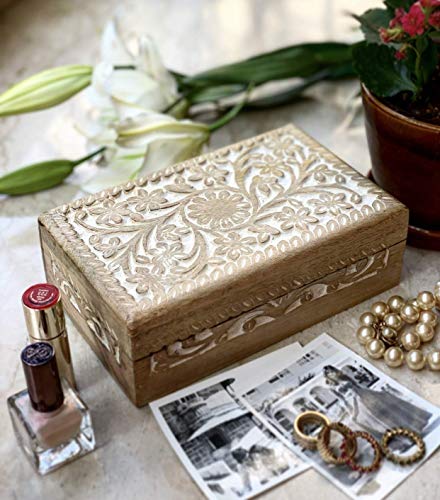 Great Birthday Gift Ideas Handmade Decorative Wooden Jewelry Box Jewelry Organizer Keepsake Box Treasure Chest Trinket Holder Watch Box Storage Box Housewarming Gifts Women