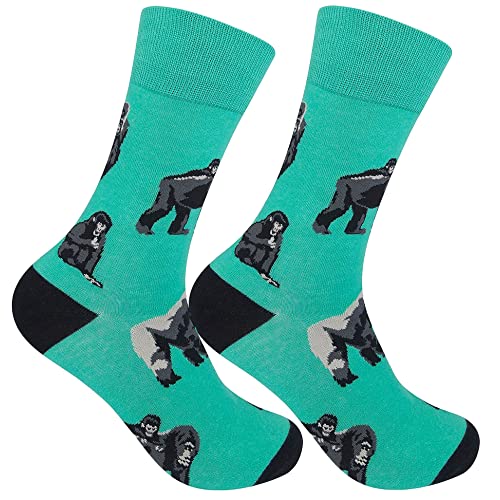 FUNATIC Gorilla Dress Socks for Men and Women | Animal Lover Gift Idea with Wildlife Picture | Best National Park Day Accessory Attire | Zoo Apparel Party Present Supplies | Nature Saying Accessories
